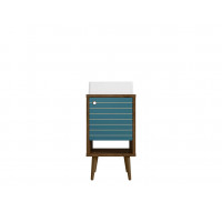 Manhattan Comfort 238BMC93 Liberty 17.71 Bathroom Vanity with Sink and Shelf in Rustic Brown and Aqua Blue